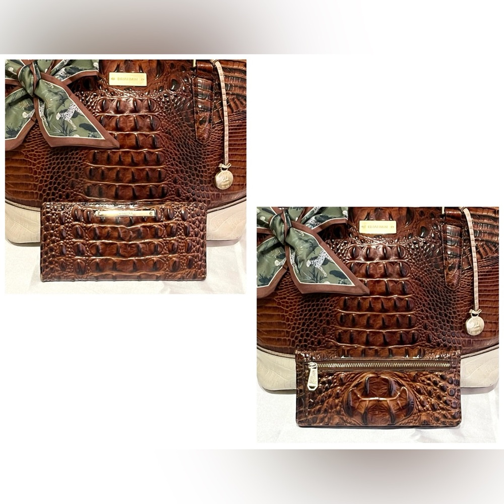 Brahmin. 4 Piece: Asher Croc Embossed Tote & Free Wallet, Dust Bag and Scarf. - Picture 10 of 16